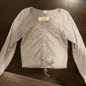 garage scrunch tie front long sleeve